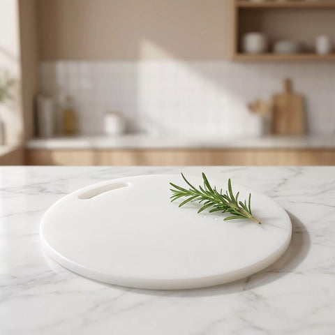Round White Cutting Board – 35 cm Multipurpose Design