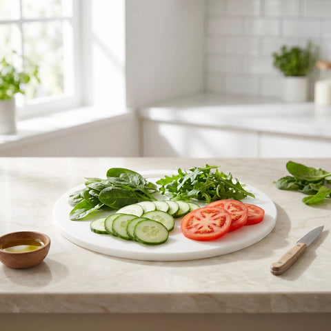 Round White Cutting Board – 35 cm Multipurpose Design