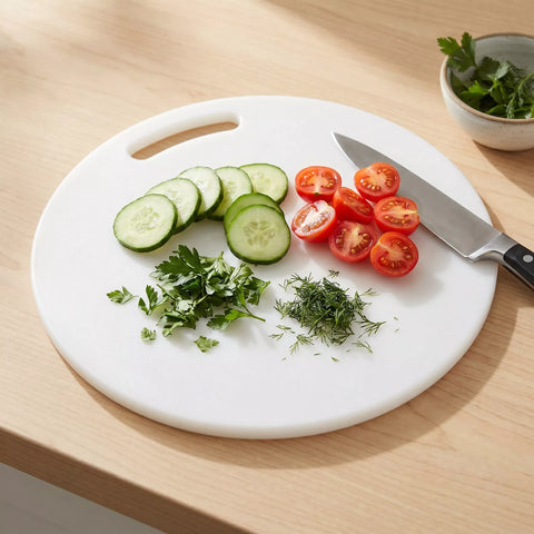 Round White Cutting Board – 35 cm Multipurpose Design