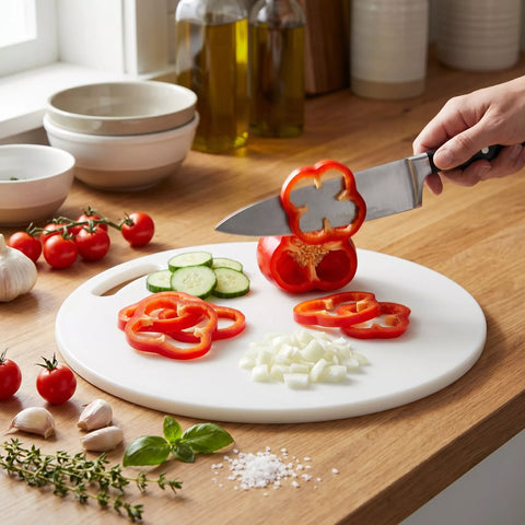Round White Cutting Board – 35 cm Multipurpose Design