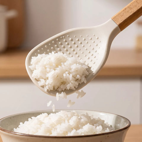 Non-Stick Silicone Rice Spoon with Wooden Handle – AITOS