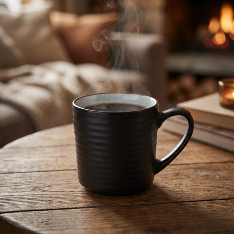 Minimal Ceramic Mug – Matte Black with Textured Finish