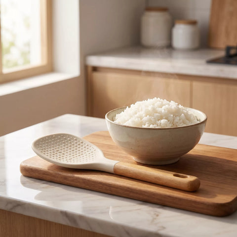Non-Stick Silicone Rice Spoon with Wooden Handle – AITOS
