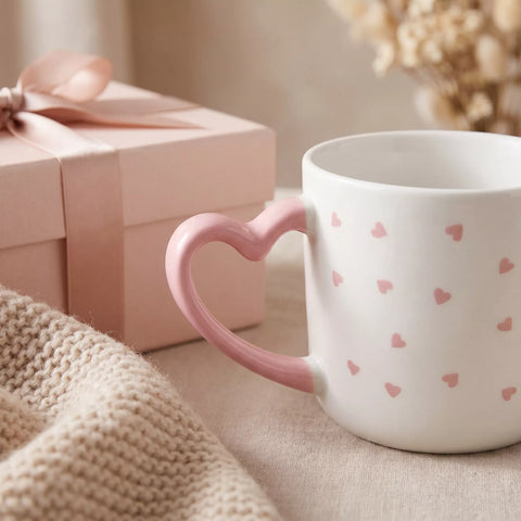 Ceramic Mug with Heart Handle – Cute Minimal Design