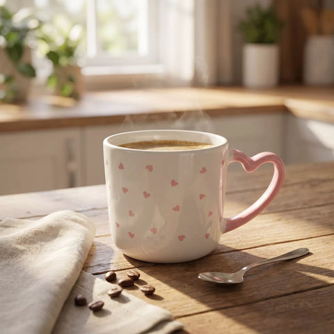 Ceramic Mug with Heart Handle – Cute Minimal Design