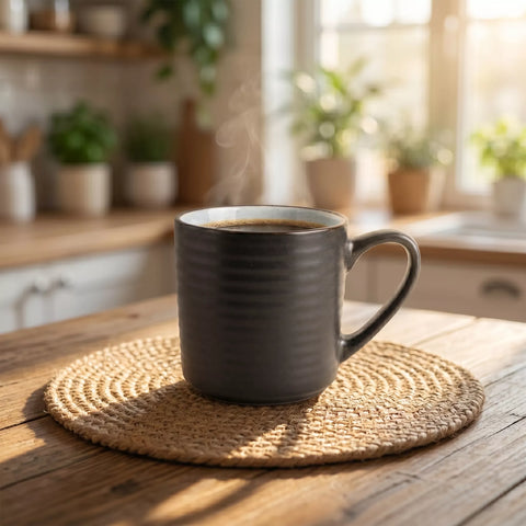 Minimal Ceramic Mug – Matte Black with Textured Finish