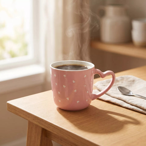Ceramic Mug with Heart Handle – Cute Minimal Design