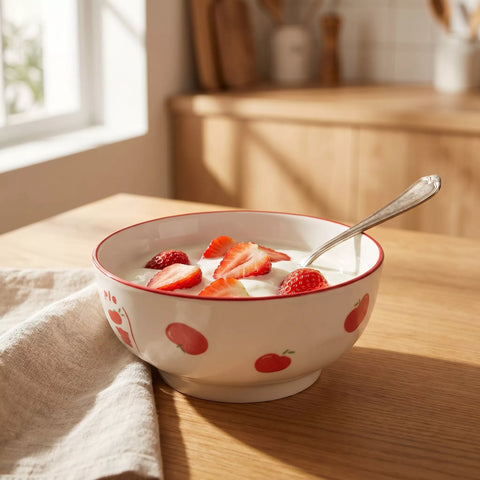Ceramic Bowl with Apple Pattern