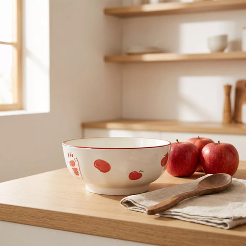 Ceramic Bowl with Apple Pattern