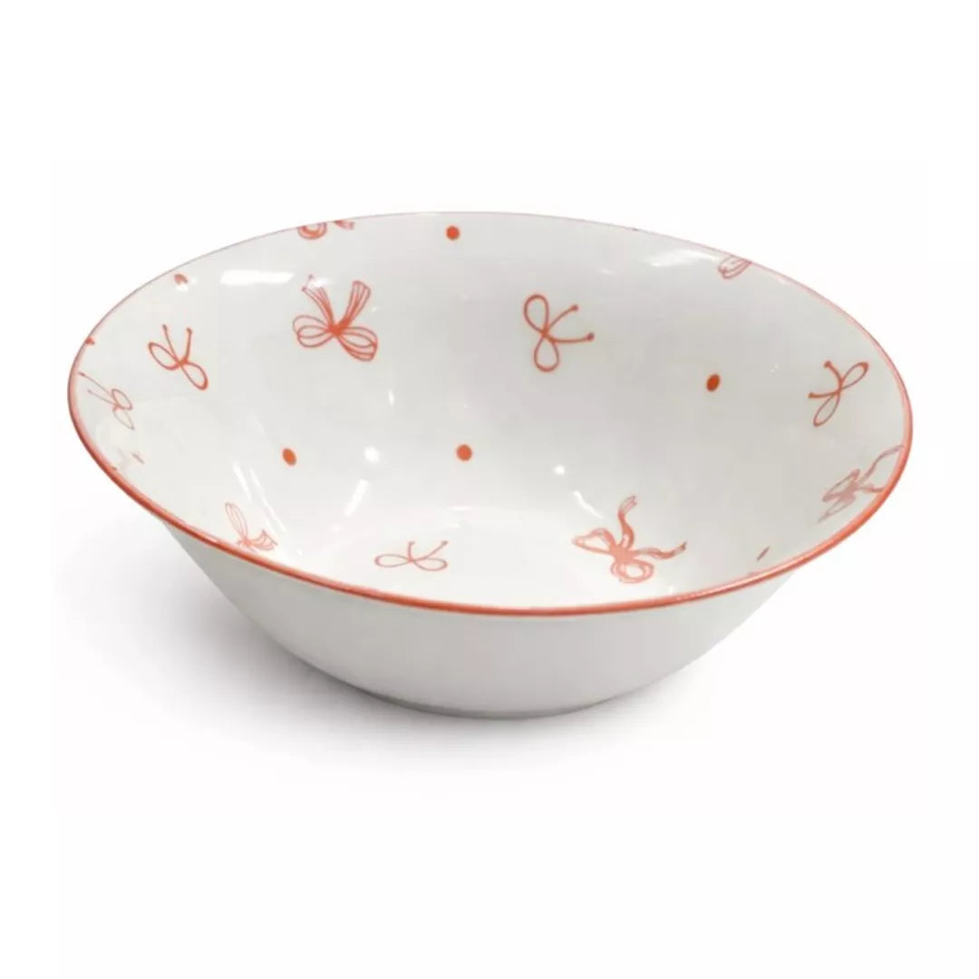 Ceramic Bowl with Bow Pattern and Colored Rim – 1 Piece