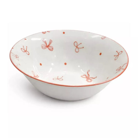 Ceramic Bowl with Bow Pattern and Colored Rim – 1 Piece