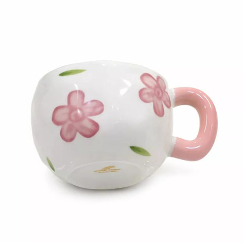 Pink Floral Ceramic Mug with Round Handle – 300 ml