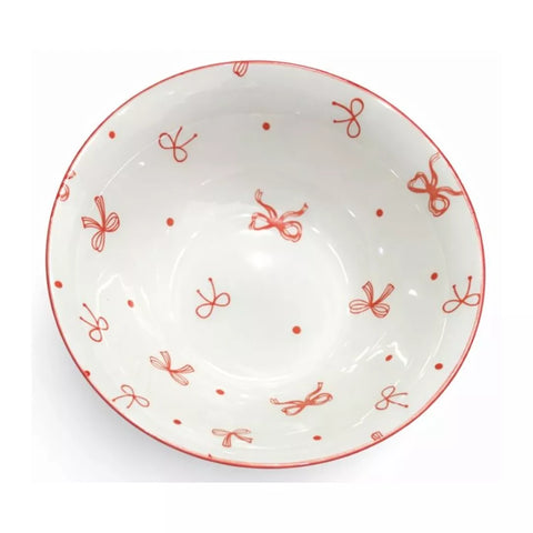 Ceramic Bowl with Bow Pattern and Colored Rim – 1 Piece