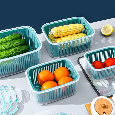 طقم علب تخزين بطبقات ومصفاة داخلية سهلة الفك والغسل – Layered Storage Containers with Removable Strainer