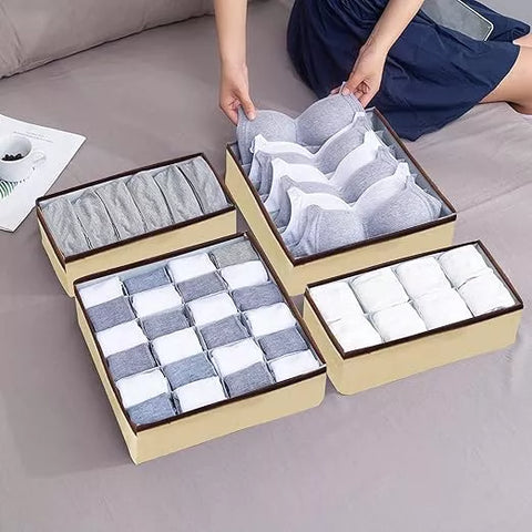 4-Piece Fabric Drawer Organizer Set