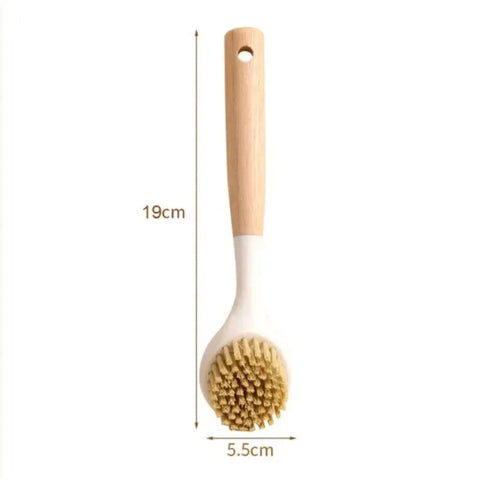 Wooden Handle Dish & Pot Brush – Strong Bristle Scrubber for Dishes, Pans & Sink