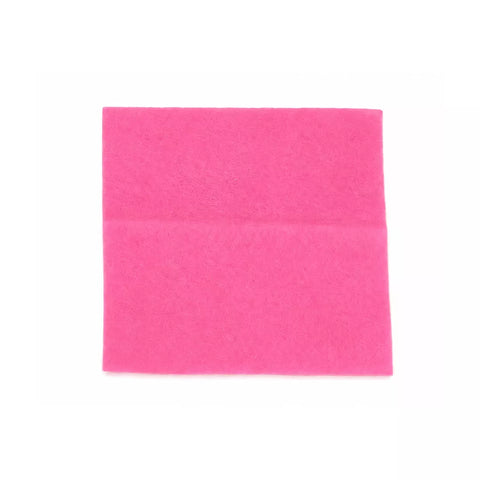 A square piece of bright pink felt fabric with a soft, textured surface, centered on a plain white background.