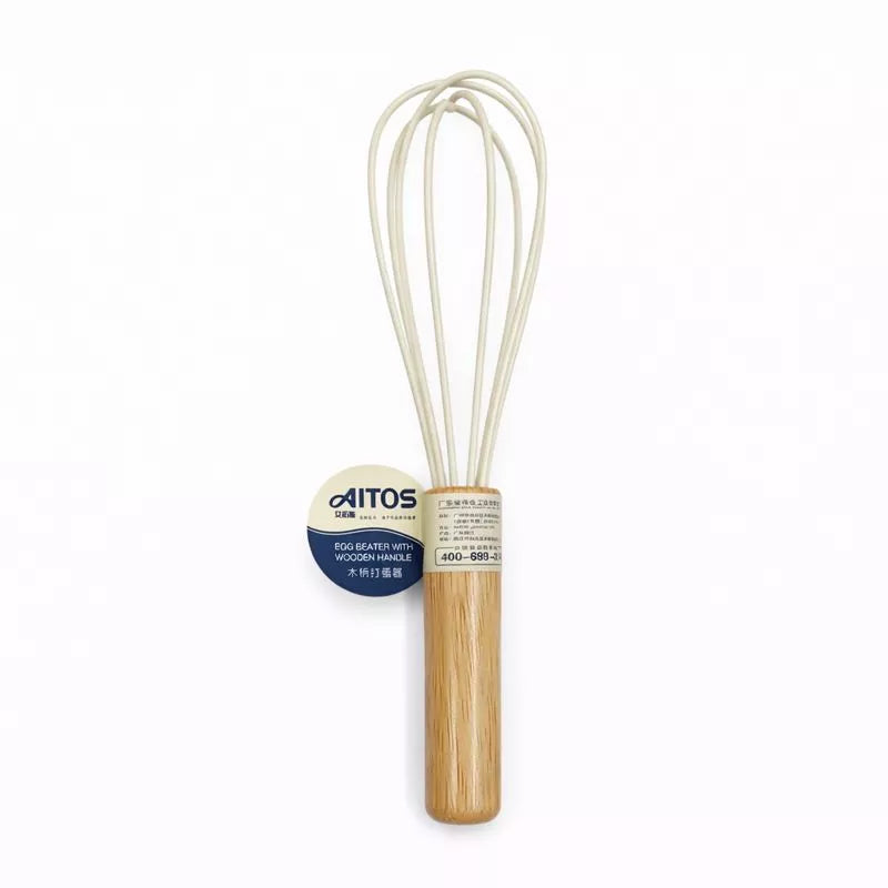 مضرب بيض سيليكون بيد خشب طبيعي من AITOS – AITOS silicone egg beater with wooden handle