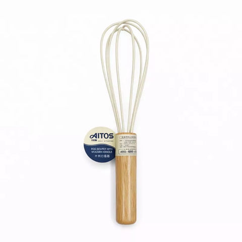 مضرب بيض سيليكون بيد خشب طبيعي من AITOS – AITOS silicone egg beater with wooden handle