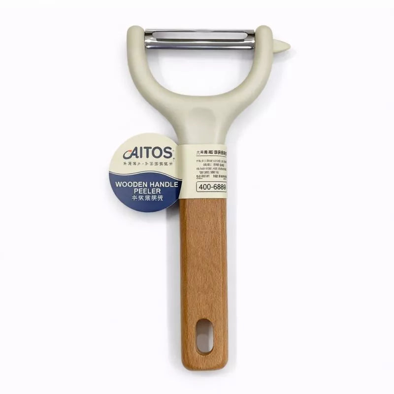 مقشرة خضروات بيد خشب طبيعي وشفره ستانلس من AITOS – AITOS wooden handle vegetable peeler with stainless steel blade