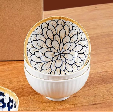 طبق سيراميك بوهيمي بنقشة نقطية وزهور صغيرة