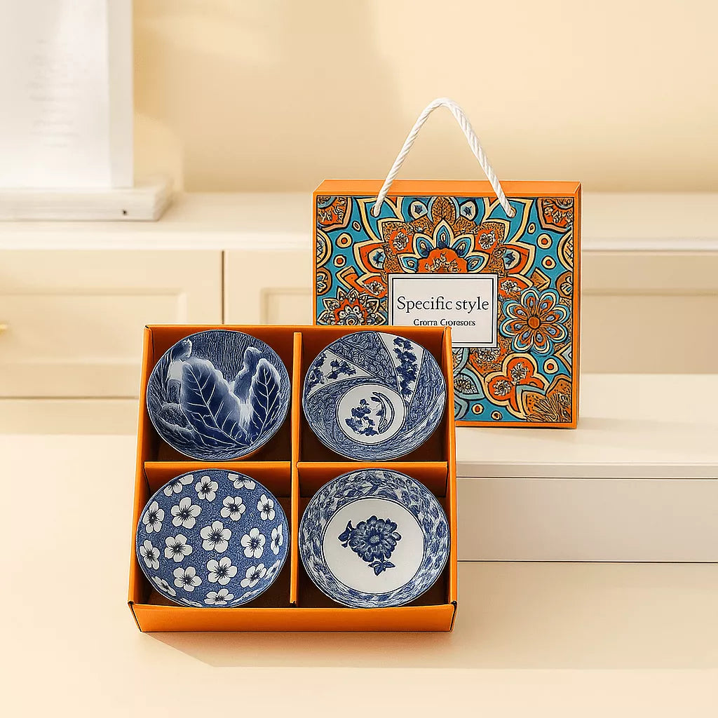 طبق سيراميك بوهيمي – نقشة هندسية كلاسيكية