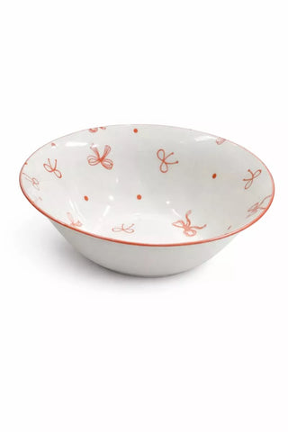 بولة سيراميك بنقشة فيونكة وحافة ملونة – Ceramic bowl with bow pattern and colored rim by ILVIA