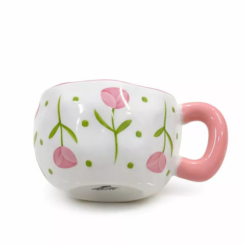 مج سيراميك زهور مع مقبض – Ceramic mug flowers design with handle
