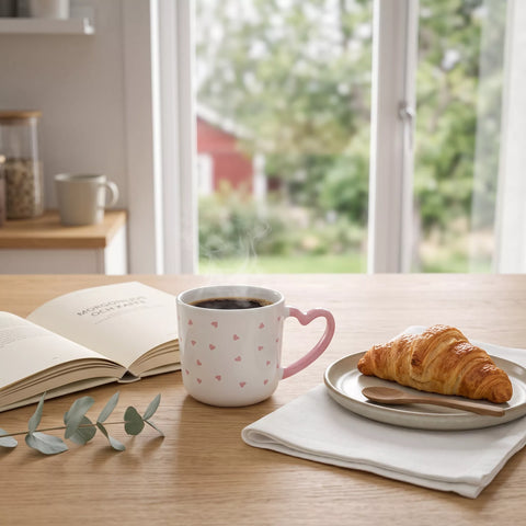 Ceramic Mug with Heart-Shaped Handle