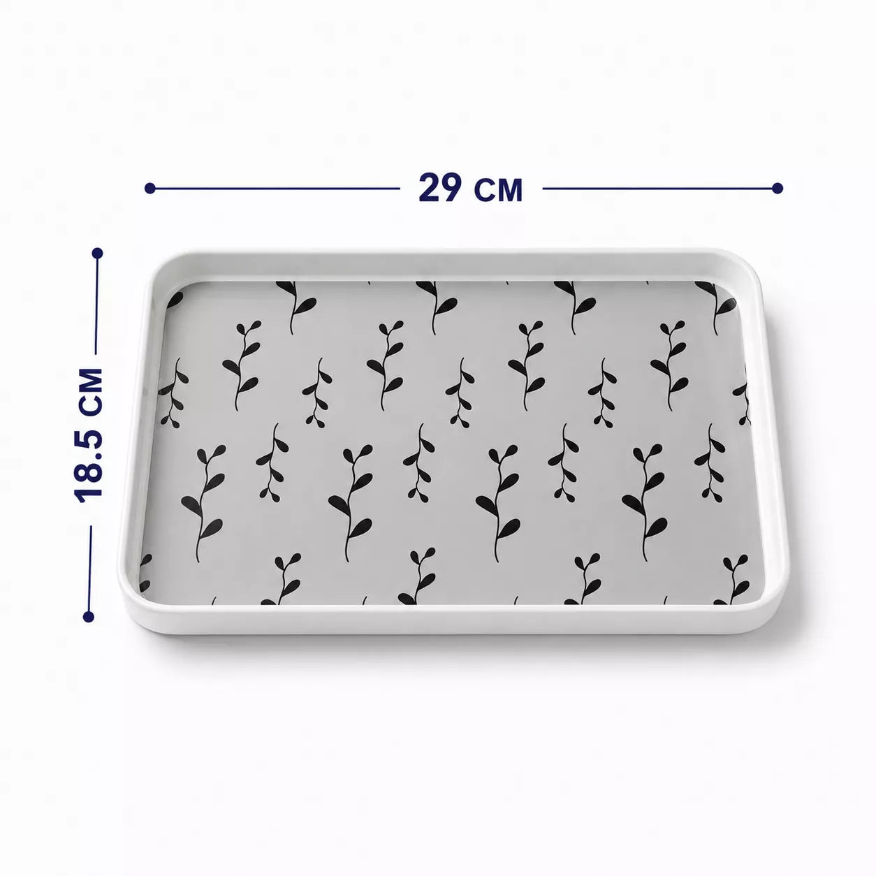 A rectangular tray with rounded corners, shown from above on a white background with dimension lines indicating 29 cm width and 18.5 cm height.