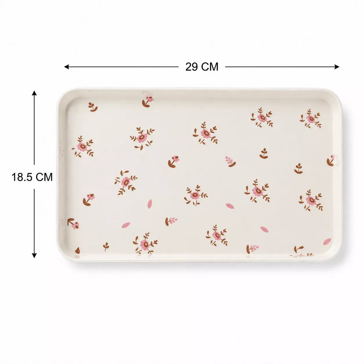 A rectangular tray with rounded corners, shown from above on a white background with dimension lines indicating 29 cm width and 18.5 cm height.