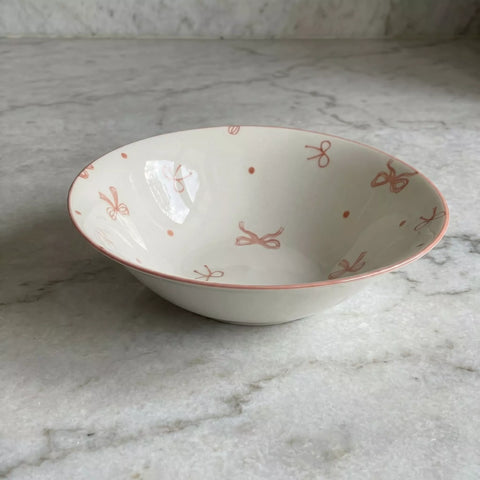 Ceramic Bowl with Bow Pattern and Colored Rim – 1 Piece