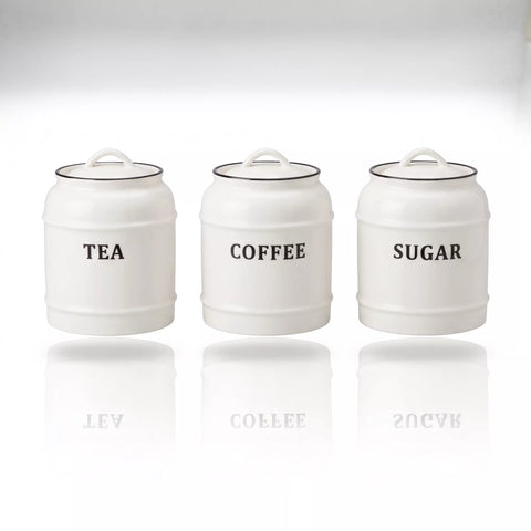 Ceramic Tea, Coffee & Sugar Canister Set – 3 Pieces
