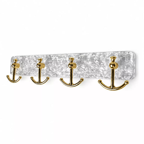Wall Hook Rack with 4 Double Hooks