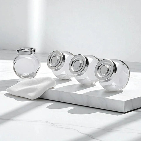 طقم ٤ برطمانات زجاج للتوابل – ١٣٠ مل (تخزين رأسي أو جانبي)