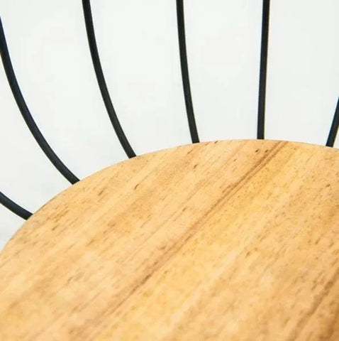 Modern Metal Fruit Plate with Natural Wooden Base – Stylish Kitchen Decor