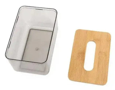 Acrylic Tissue Box with Natural Bamboo Lid
