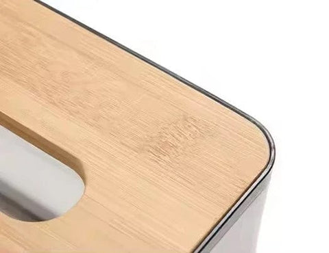 Acrylic Tissue Box with Natural Bamboo Lid