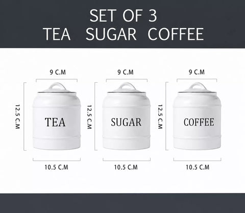 Ceramic Tea, Coffee & Sugar Canister Set – 3 Pieces