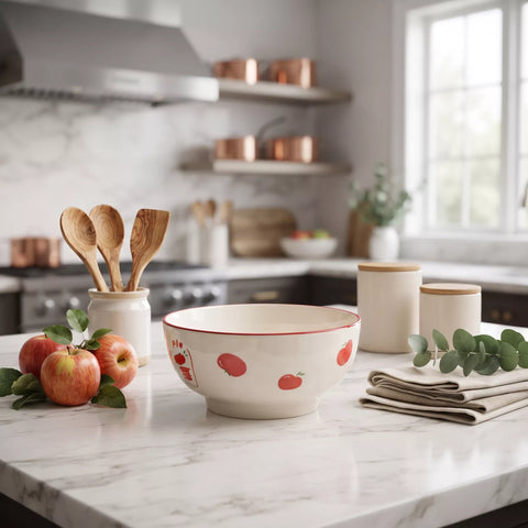 Ceramic Bowl with Apple Pattern