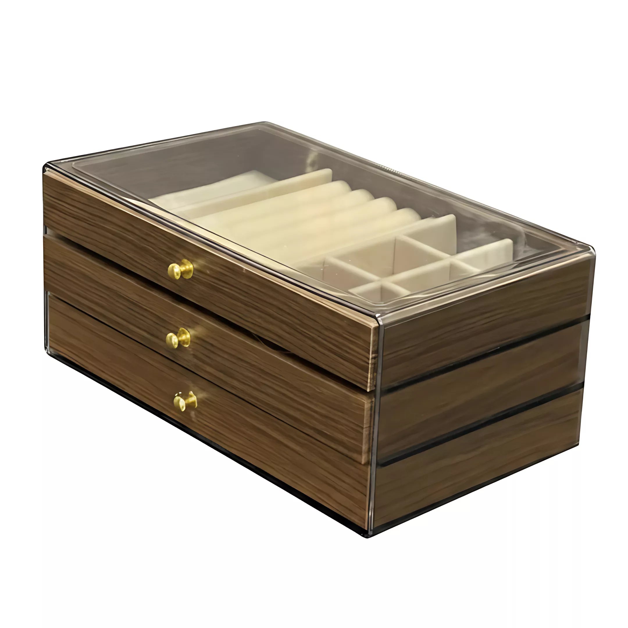 بوكس إكسسوارات بثلاثة أدراج لتنظيم السلاسل والخواتم والساعات – jewelry organizer drawers storage compartments