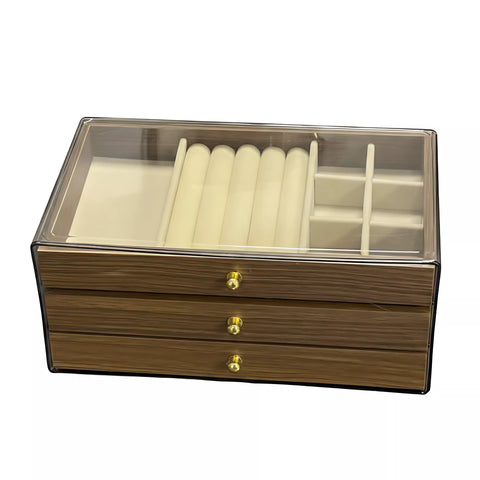 منظم مجوهرات مع حامل خواتم مبطن وتنظيم داخلي عملي – padded ring holder jewelry organizer top view