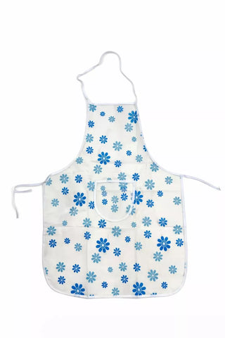 مريلة مطبخ بنقشة زهور زرقاء مع جيب أمامي – Kitchen apron with blue floral pattern and front pocket by ILVIA