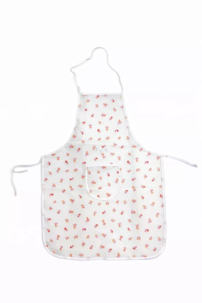 مريلة مطبخ بنقشة زهور صغيرة مع جيب أمامي – Kitchen apron with small floral pattern and front pocket