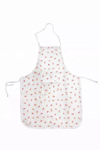 مريلة مطبخ بنقشة زهور صغيرة مع جيب أمامي – Kitchen apron with small floral pattern and front pocket