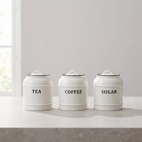 Ceramic Tea, Coffee & Sugar Canister Set – 3 Pieces