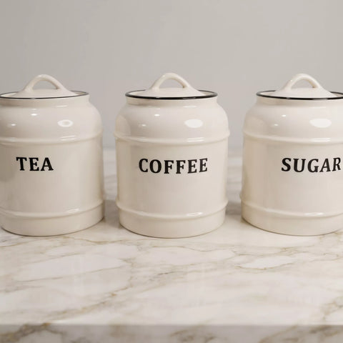Ceramic Tea, Coffee & Sugar Canister Set – 3 Pieces