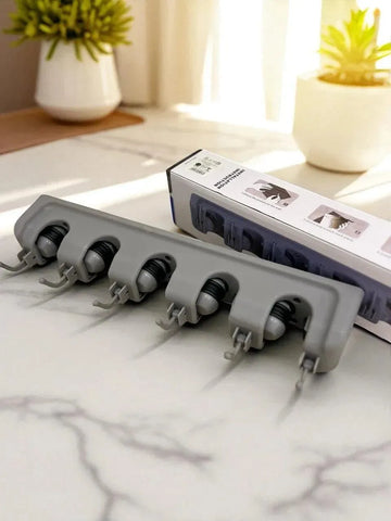 Wall-Mounted Mop & Broom Holder – Cleaning Tools Organizer with Hooks & Screws