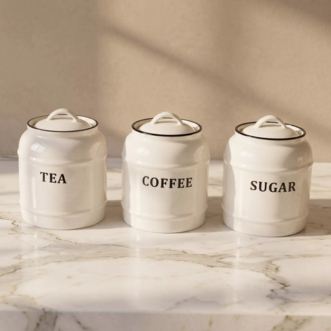 Ceramic Tea, Coffee & Sugar Canister Set – 3 Pieces