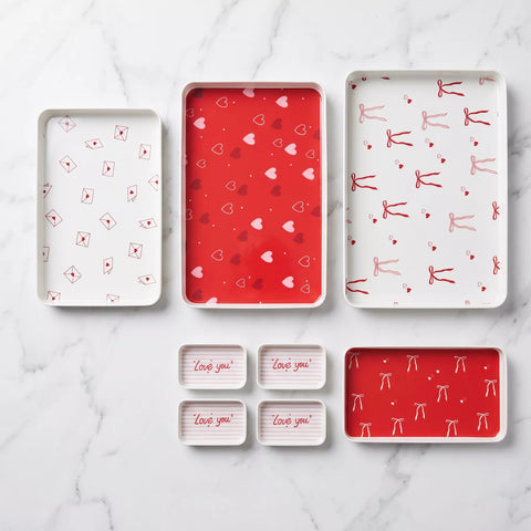 Romantic Melamine Serving Tray Set – 8 Pieces